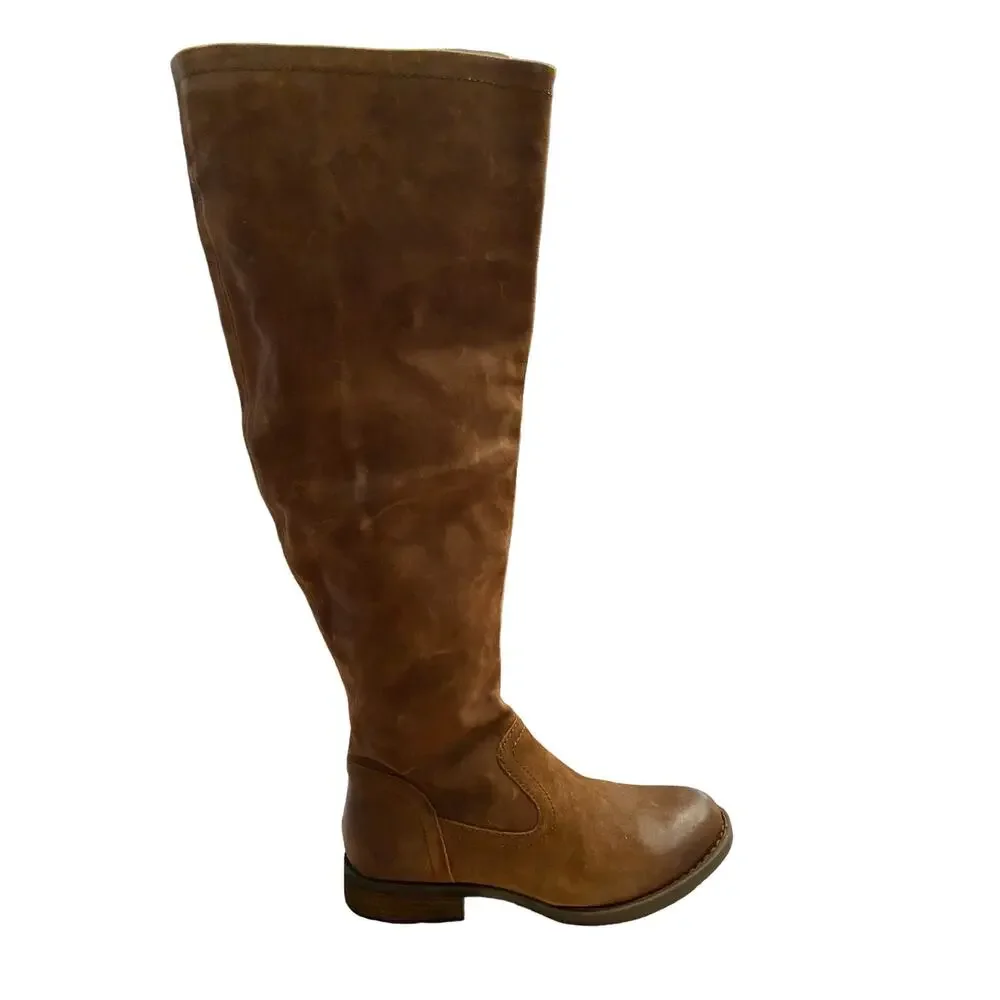 Born Britton Over the Knee Leather Suede Boots Rust Distressed Size 8M